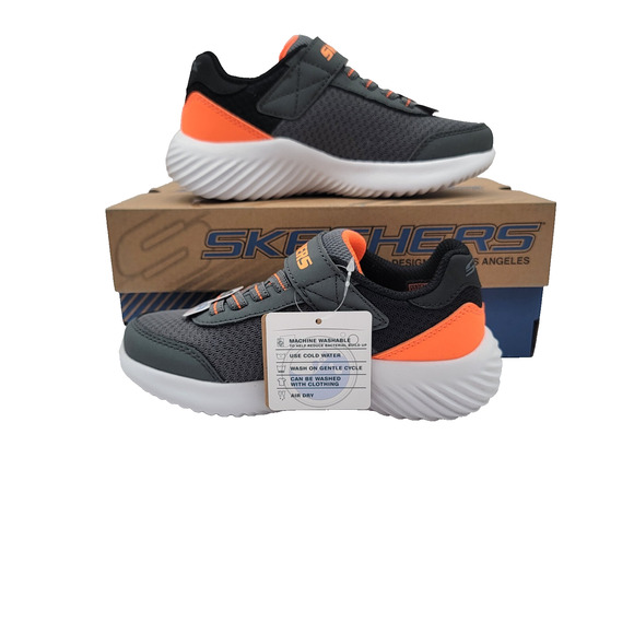 Skechers Bounder Kids Sz 11 Charcoal/Orange 403908L/CCOR NIB - Picture 2 of 12
